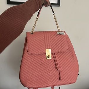 Pink Purse/Backpack With Gold Detail